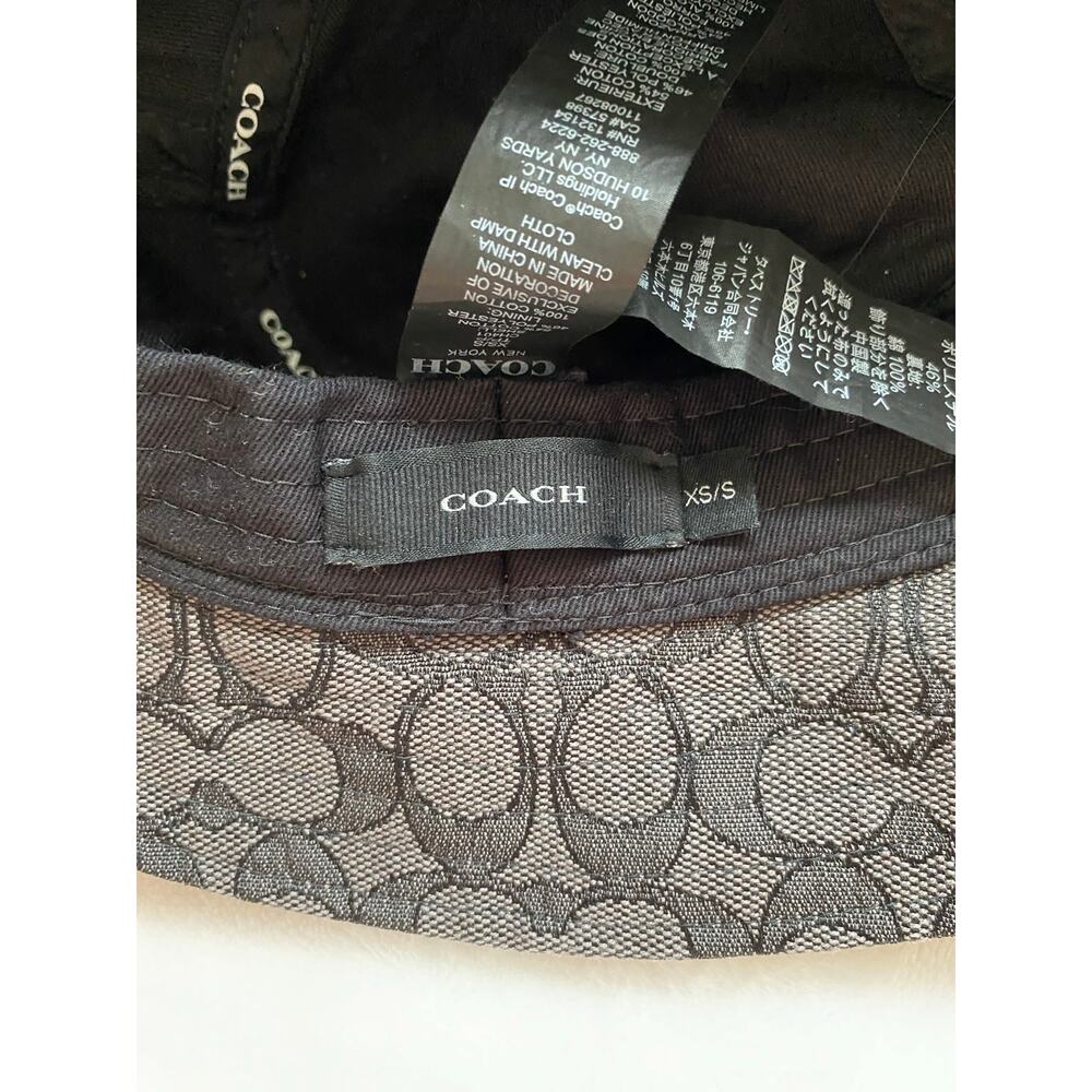 Coach Signature Jacquard Bucket Hat Black Gray C Print XS/S Retro - Picture 3 of 6